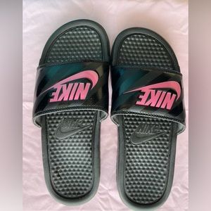 NIKE Pink and Black Slides